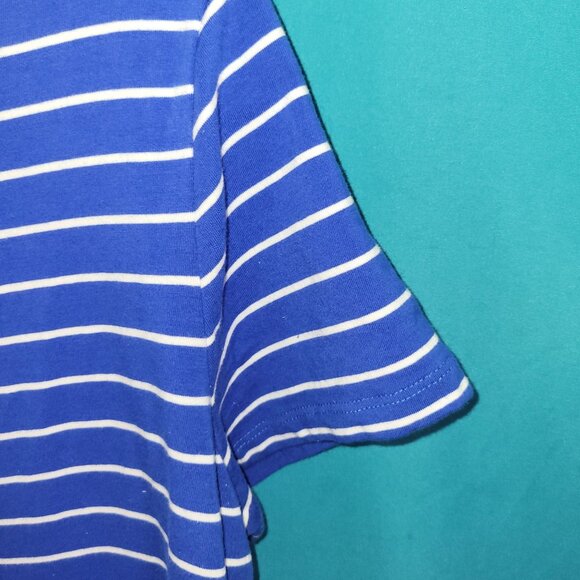 Striped Blue & White Boat Neck Top By Rafaella Size PM - Picture 7 of 11